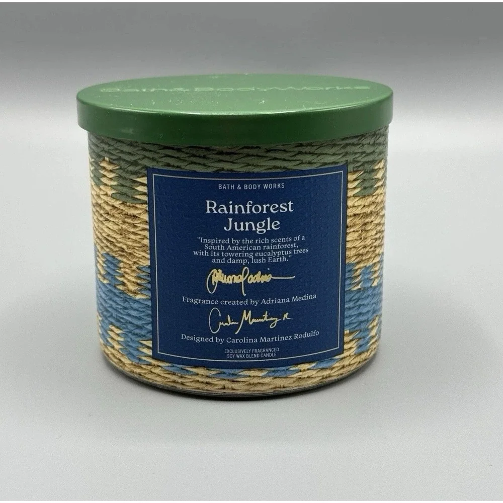 Bath & Body Works 3 Wick Candle RAINFOREST JUNGLE By Adriana Medina DISCONTINUED